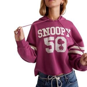 AEROPOSTALE x PEANUTS Snoopy 58 Graphic Fleece Hoodie in Purple Women M
